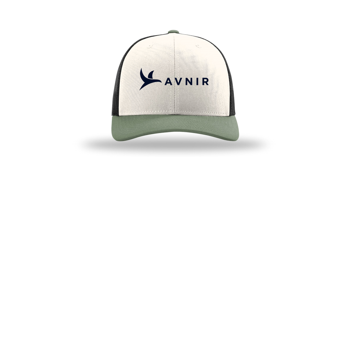 avnir-richardson-trucker-cap-embroidery-capfront-R112-creamblackloden-flat-front