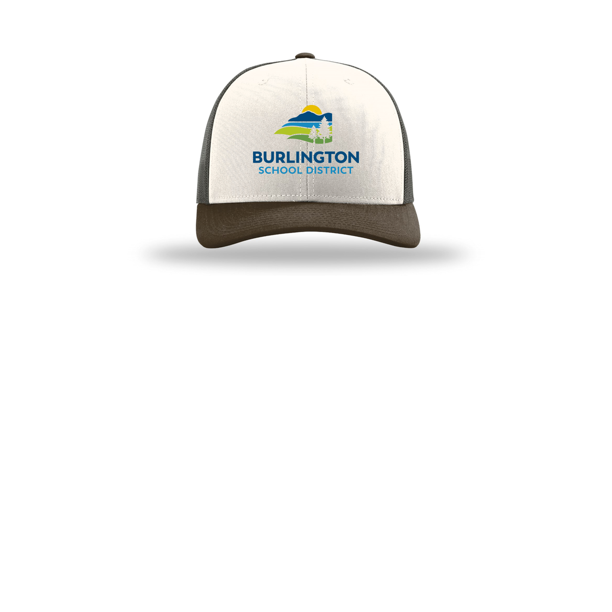 bsdvt-richardson-trucker-cap-embroidery-capfront-R112-creamgreybrownbrown-flat-front