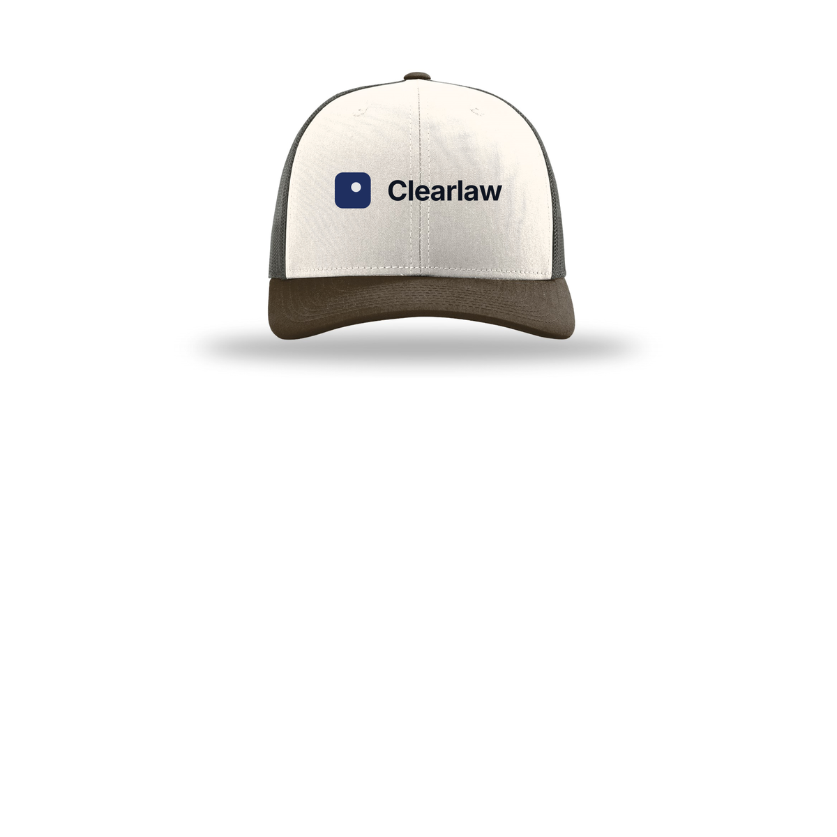 clearlaw-richardson-trucker-cap-embroidery-capfront-R112-creamgreybrownbrown-flat-front