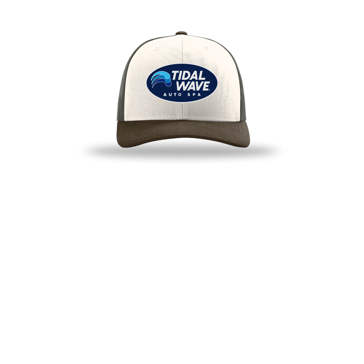 tidalwaveautospa-richardson-trucker-cap-embroidery-capfront-R112-creamgreybrownbrown-flat-front