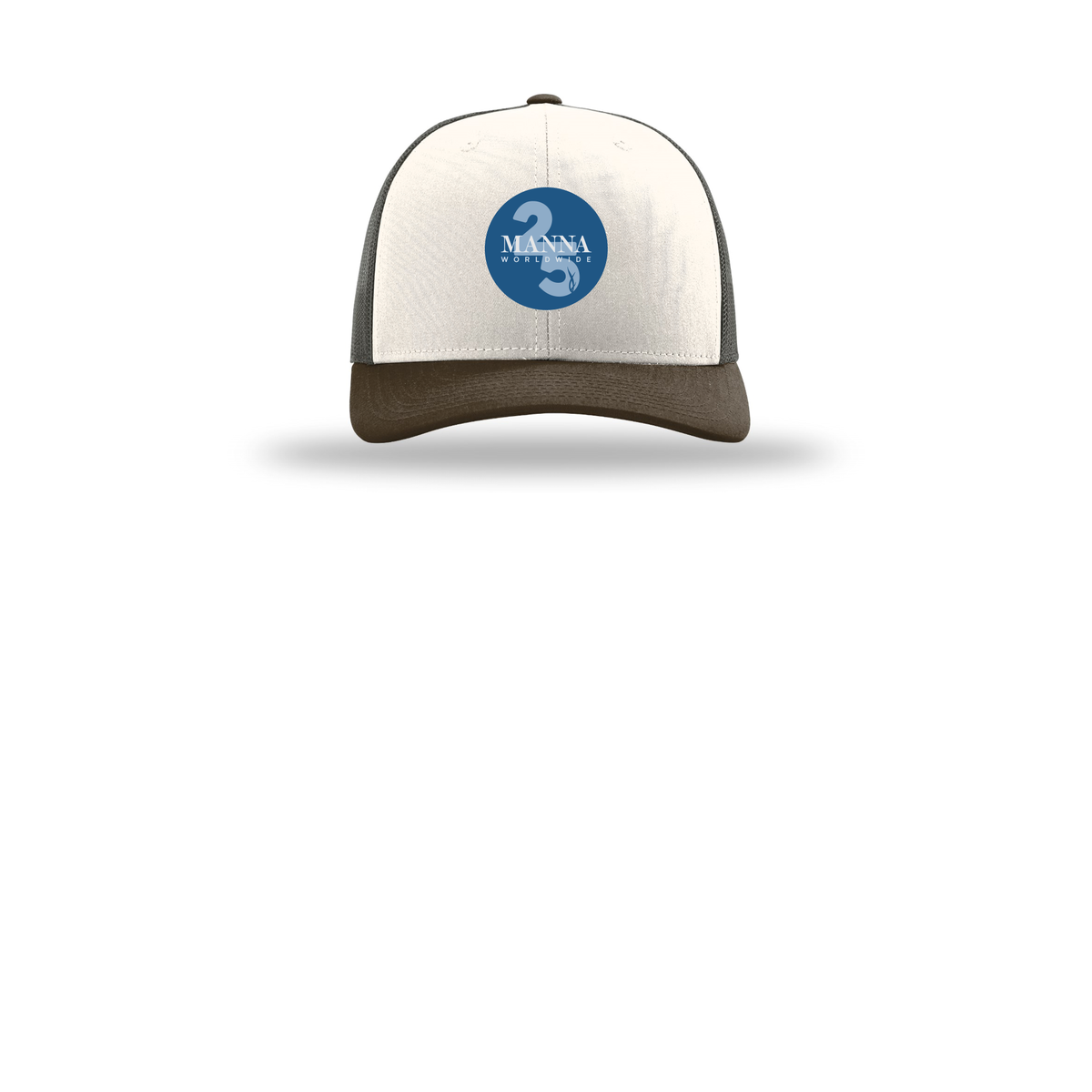 mannaworldwide-richardson-trucker-cap-embroidery-capfront-R112-creamgreybrownbrown-flat-front