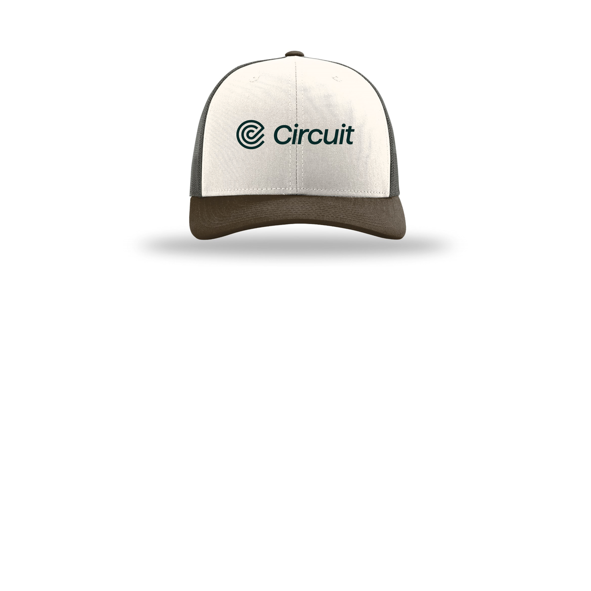 ridecircuit-richardson-trucker-cap-embroidery-capfront-R112-creamgreybrownbrown-flat-front