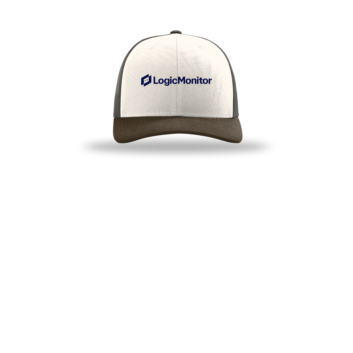logicmonitor-richardson-trucker-cap-embroidery-capfront-R112-creamgreybrownbrown-flat-front