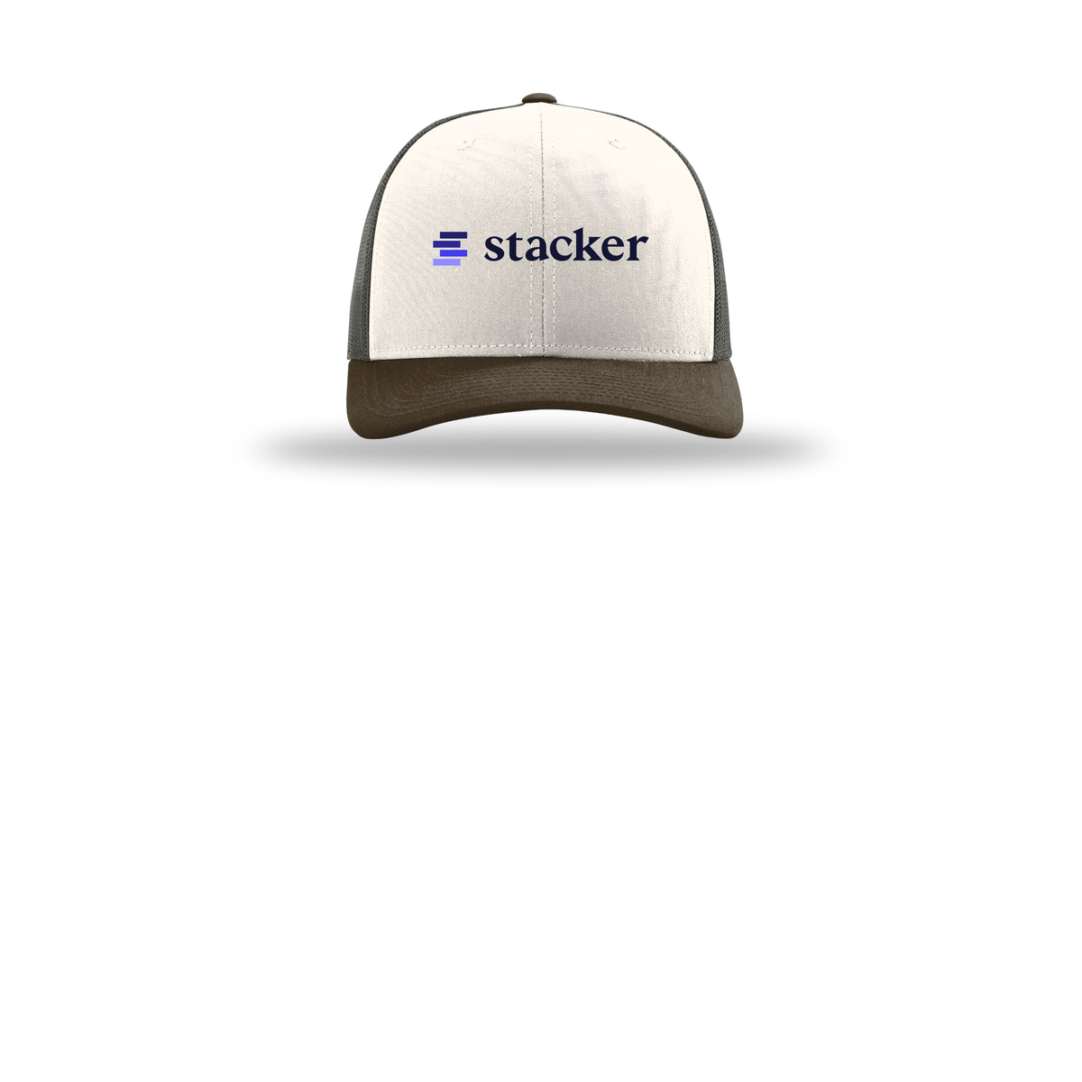 stacker-richardson-trucker-cap-embroidery-capfront-R112-creamgreybrownbrown-flat-front