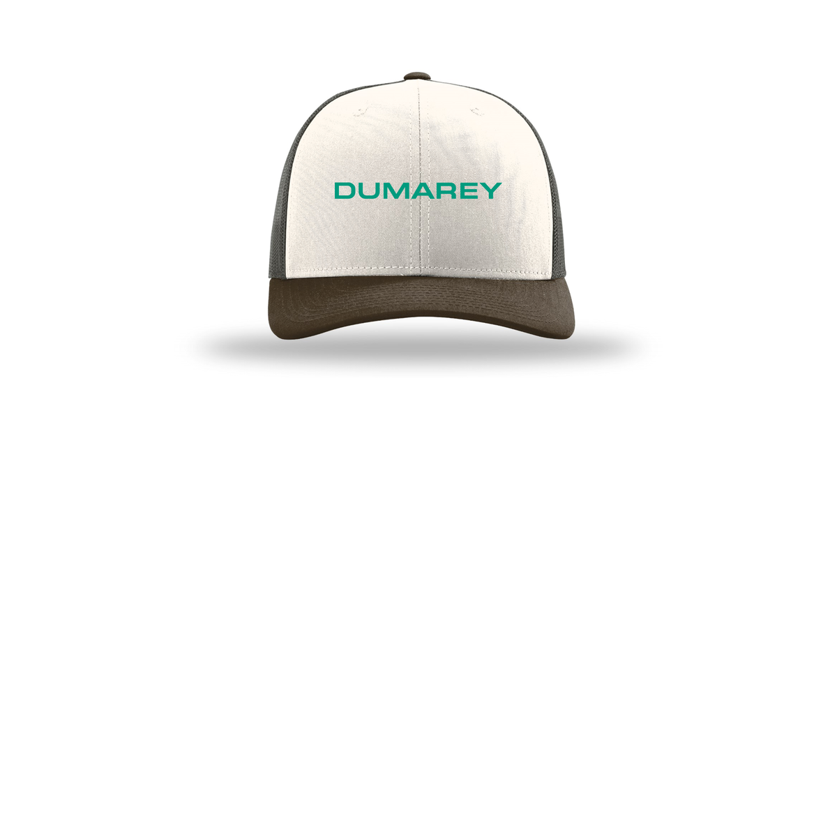 dumarey-richardson-trucker-cap-embroidery-capfront-R112-creamgreybrownbrown-flat-front