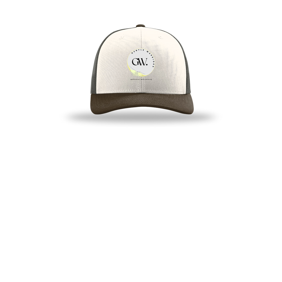 gentle-warriors-richardson-trucker-cap-embroidery-capfront-R112-creamgreybrownbrown-flat-front