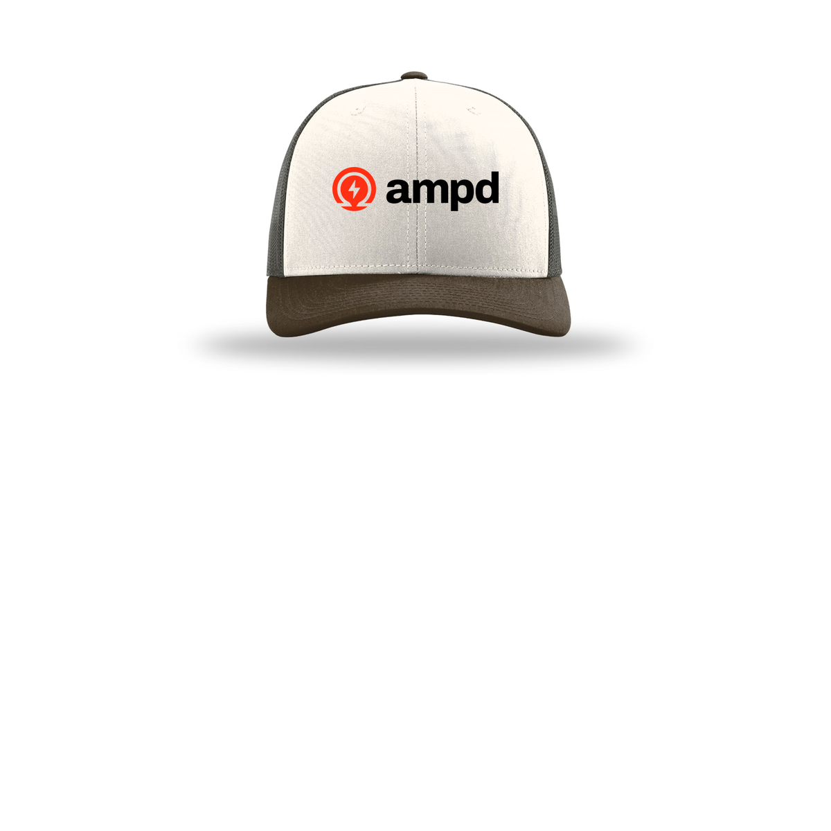 ampd-richardson-trucker-cap-embroidery-capfront-R112-creamgreybrownbrown-flat-front