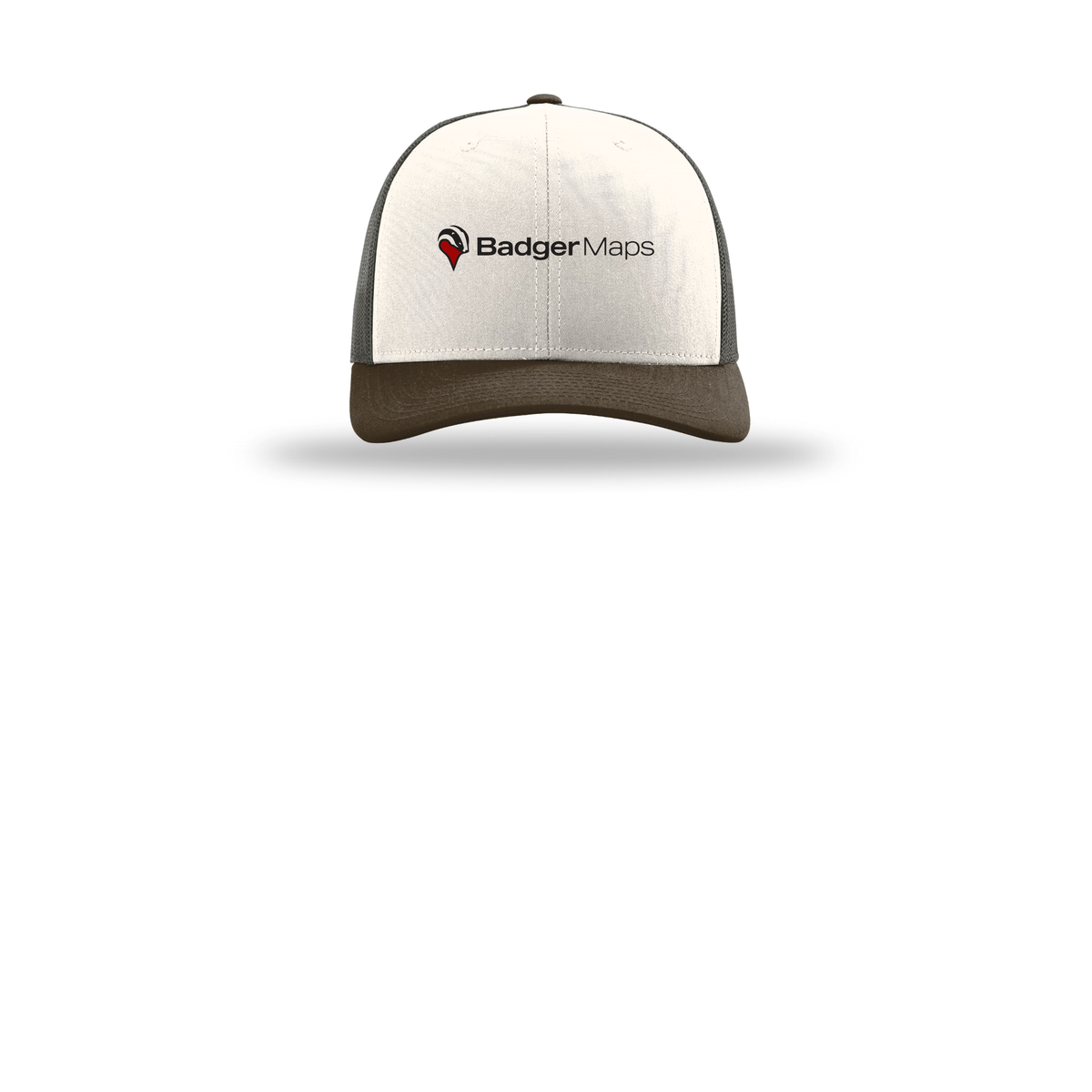 badgermapping-richardson-trucker-cap-embroidery-capfront-R112-creamgreybrownbrown-flat-front
