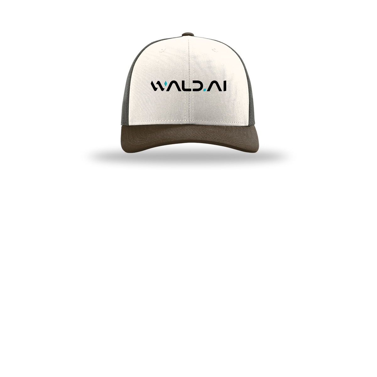 wald-richardson-trucker-cap-embroidery-capfront-R112-creamgreybrownbrown-flat-front