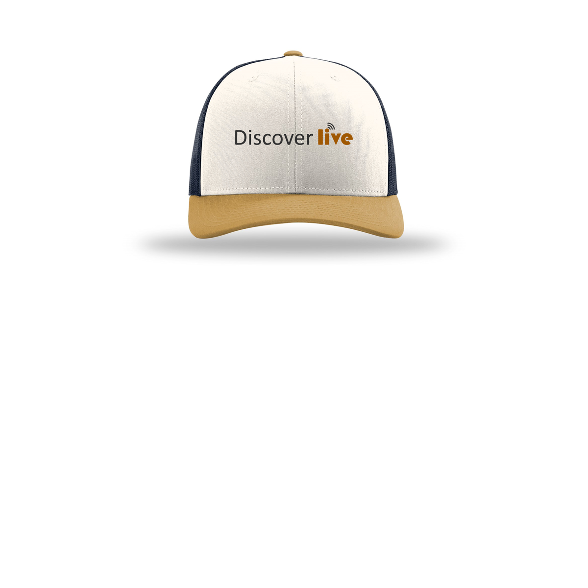 discover-richardson-trucker-cap-embroidery-capfront-R112-creamnavyambergold-flat-front