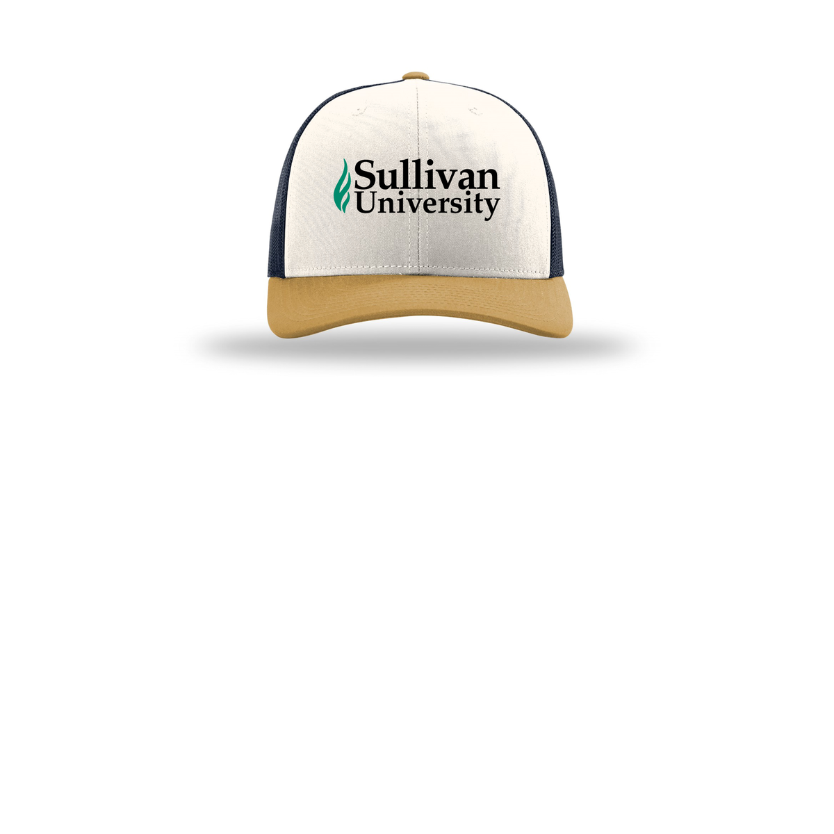 sullivan-richardson-trucker-cap-embroidery-capfront-R112-creamnavyambergold-flat-front