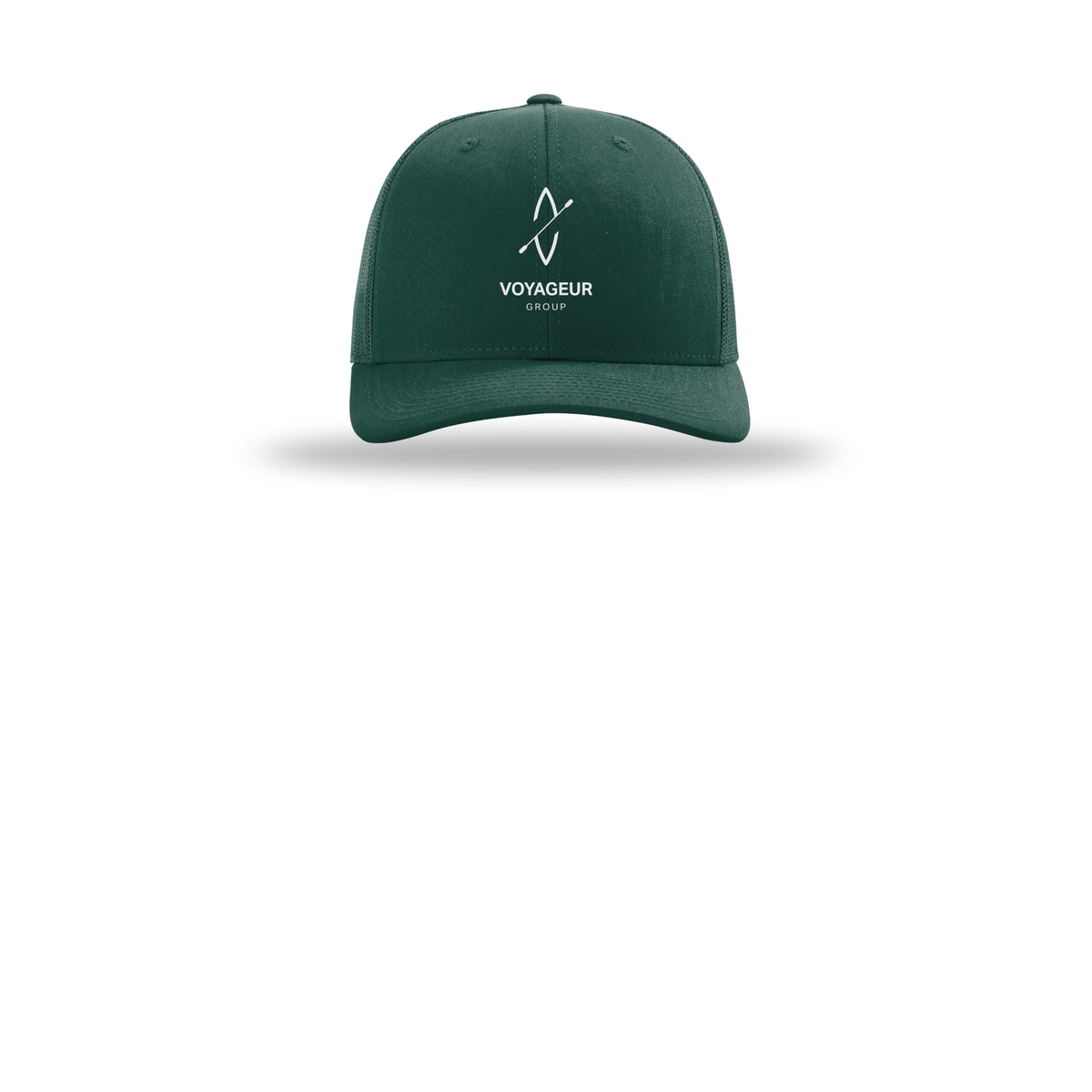 voyageurgroup-richardson-trucker-cap-embroidery-capfront-R112-darkgreen-flat-front