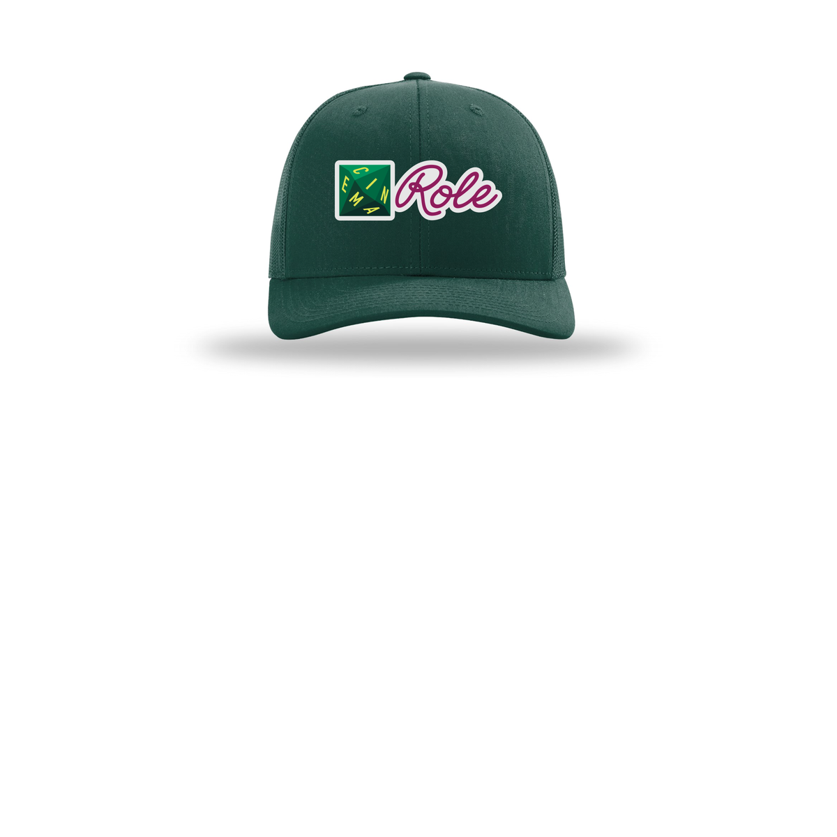 cinemarole-richardson-trucker-cap-embroidery-capfront-R112-darkgreen-flat-front
