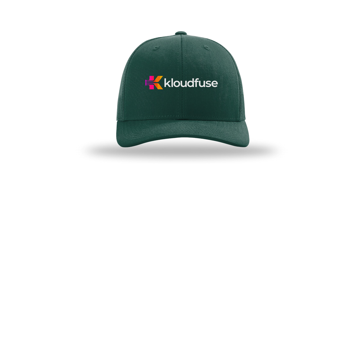 kloudfuse-richardson-trucker-cap-embroidery-capfront-R112-darkgreen-flat-front