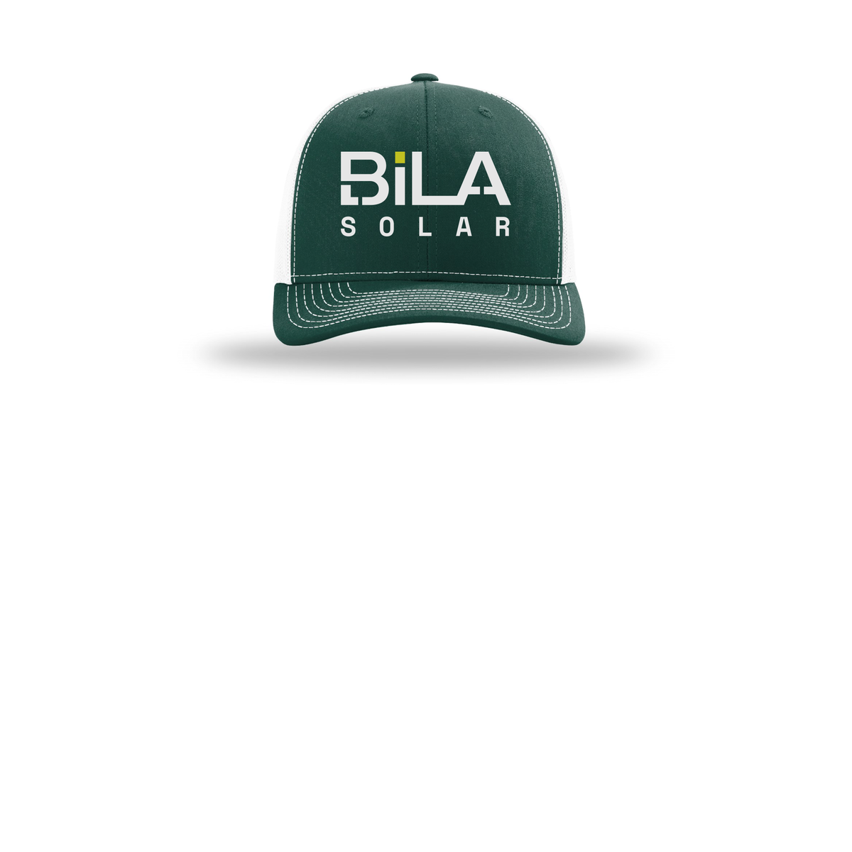 bilasolar-richardson-trucker-cap-embroidery-capfront-R112-darkgreenwhite-flat-front