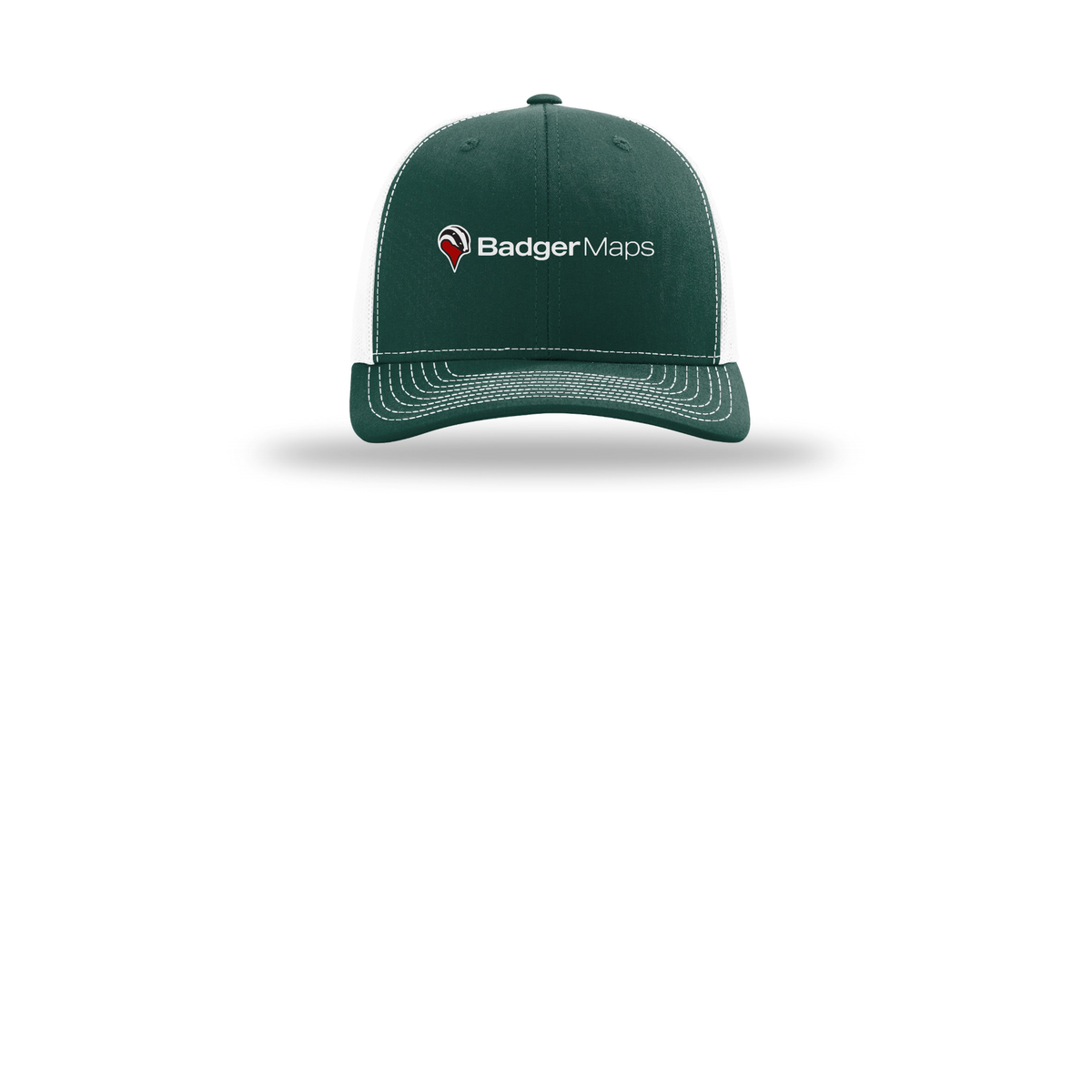 badgermapping-richardson-trucker-cap-embroidery-capfront-R112-darkgreenwhite-flat-front