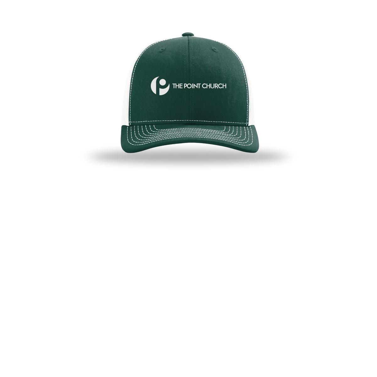 thepointva-richardson-trucker-cap-embroidery-capfront-R112-darkgreenwhite-flat-front