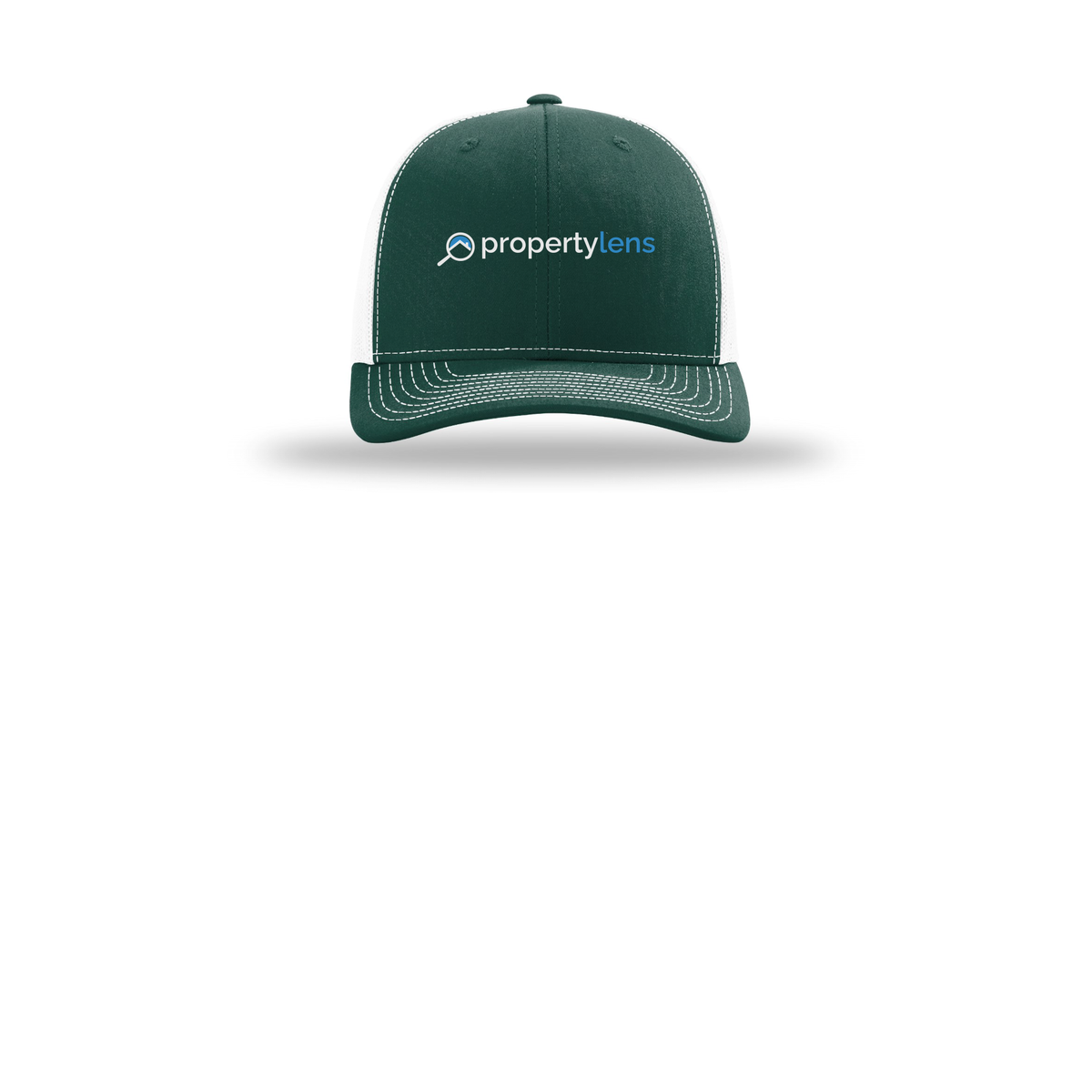propertylens-richardson-trucker-cap-embroidery-capfront-R112-darkgreenwhite-flat-front