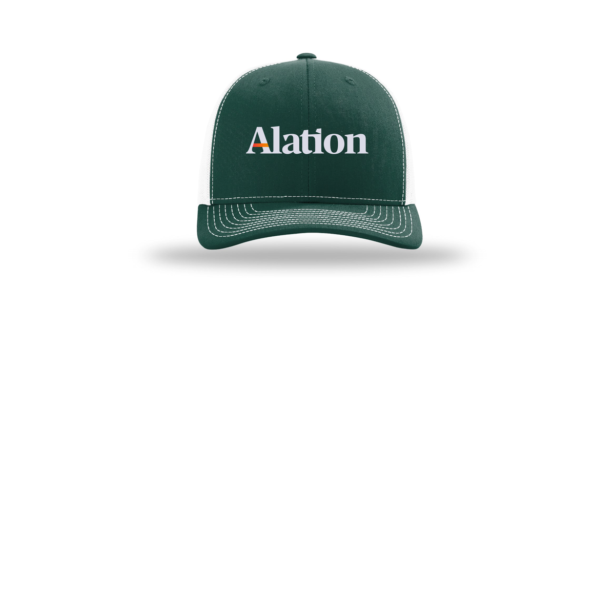 alation-richardson-trucker-cap-embroidery-capfront-R112-darkgreenwhite-flat-front