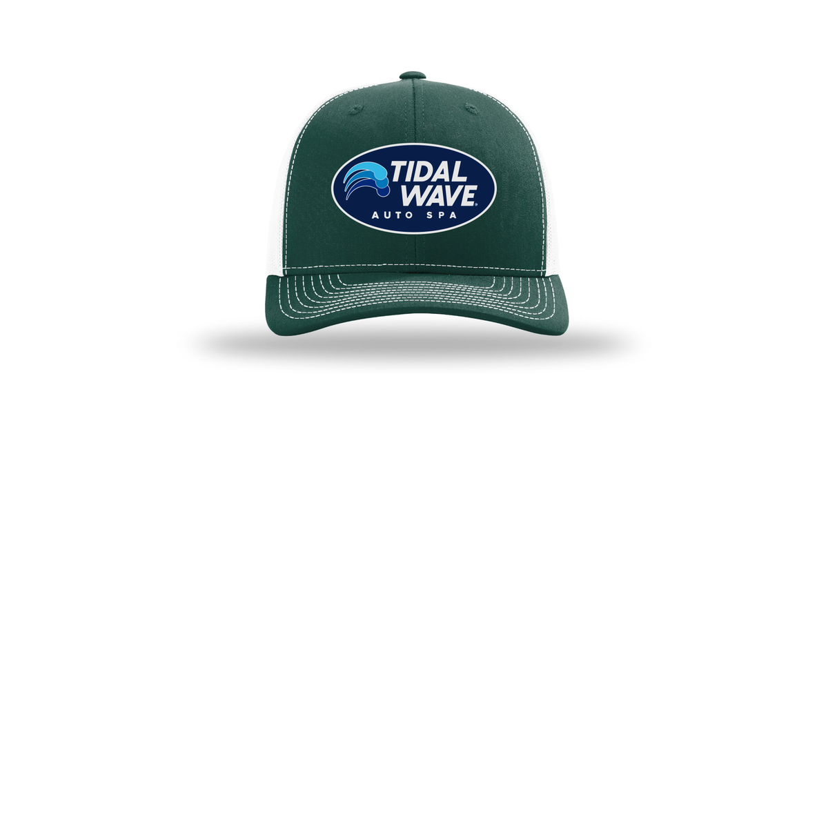 tidalwaveautospa-richardson-trucker-cap-embroidery-capfront-R112-darkgreenwhite-flat-front