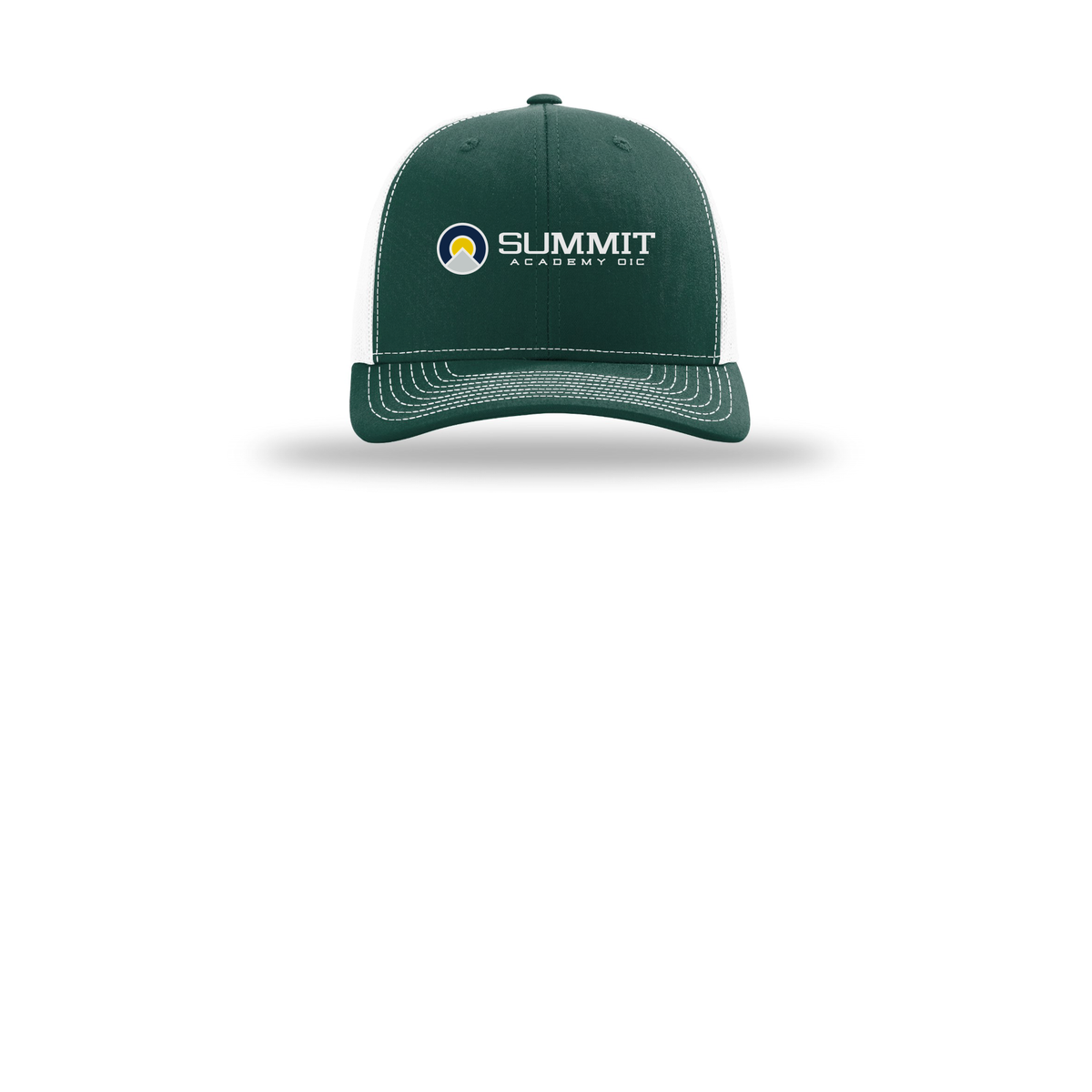 saoic-richardson-trucker-cap-embroidery-capfront-R112-darkgreenwhite-flat-front