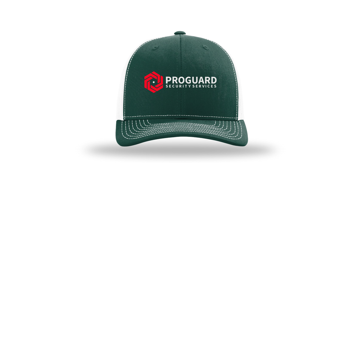 proguardsecurityservices-richardson-trucker-cap-embroidery-capfront-R112-darkgreenwhite-flat-front