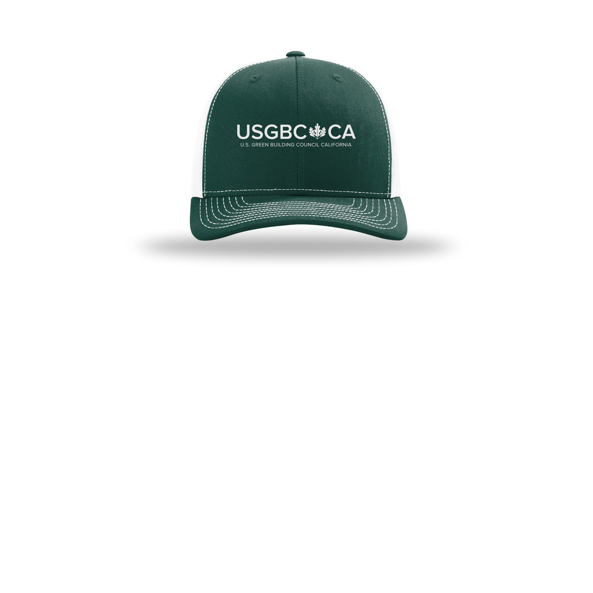 usgbc-ca-richardson-trucker-cap-embroidery-capfront-R112-darkgreenwhite-flat-front