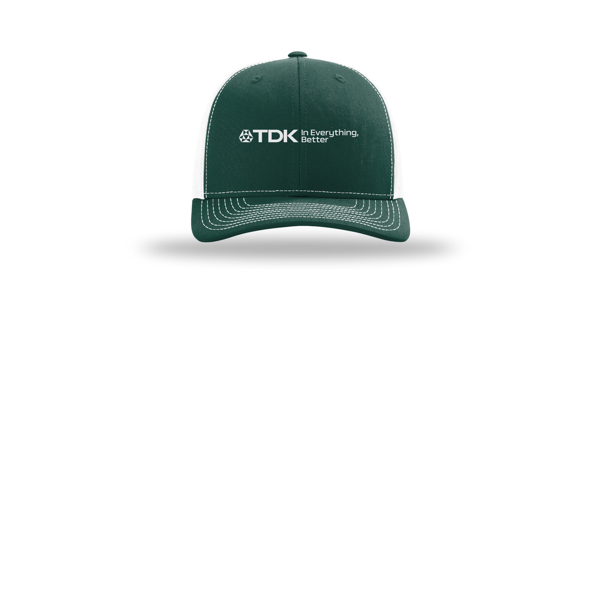 tdk-richardson-trucker-cap-embroidery-capfront-R112-darkgreenwhite-flat-front