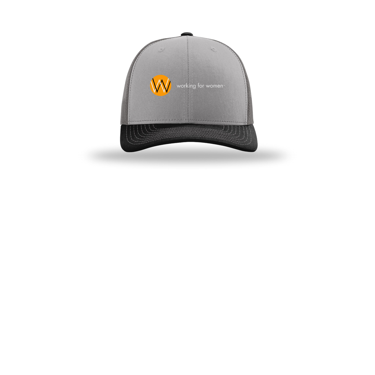 workingforwomen-richardson-trucker-cap-embroidery-capfront-R112-greycharcoalblack-flat-front