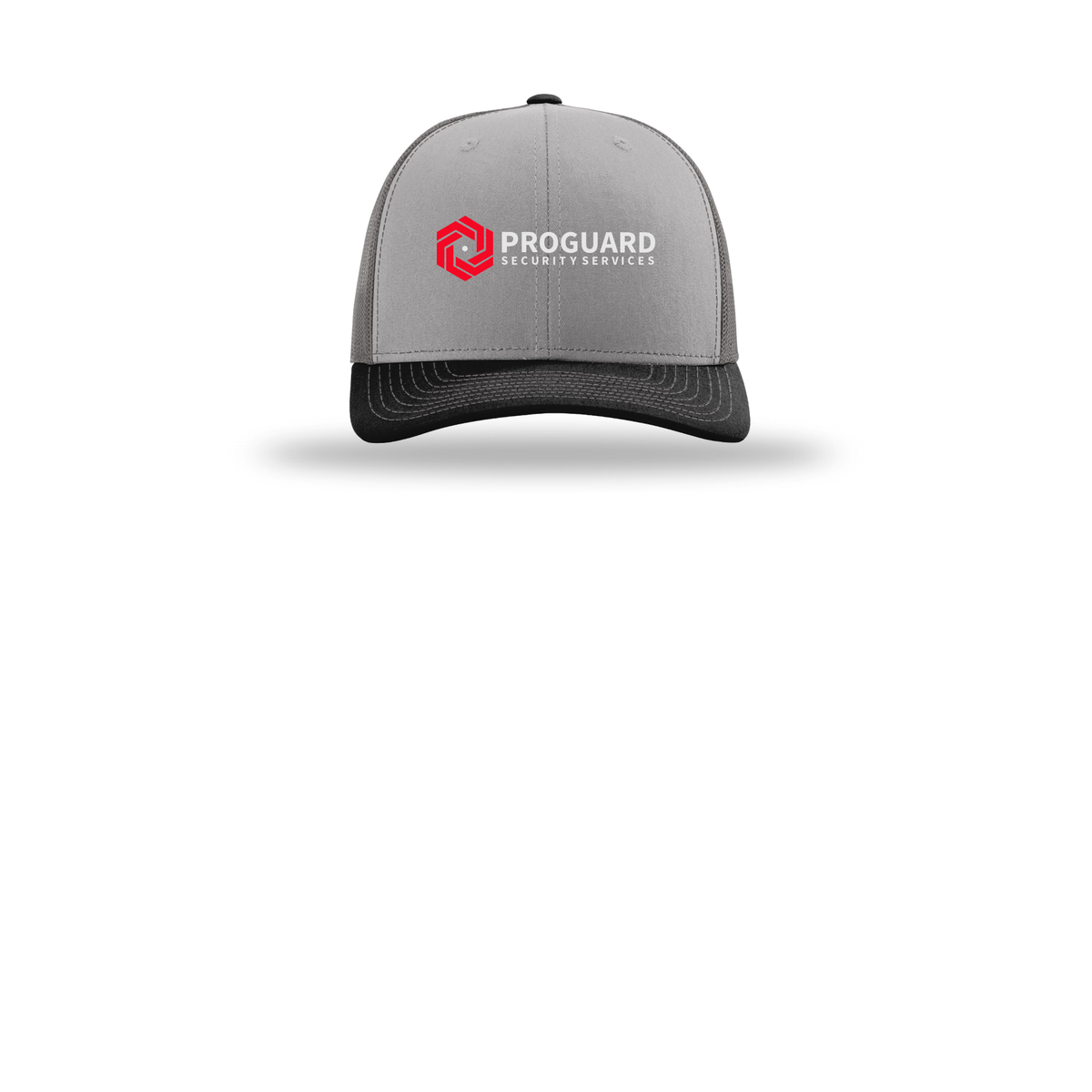 proguardsecurityservices-richardson-trucker-cap-embroidery-capfront-R112-greycharcoalblack-flat-front