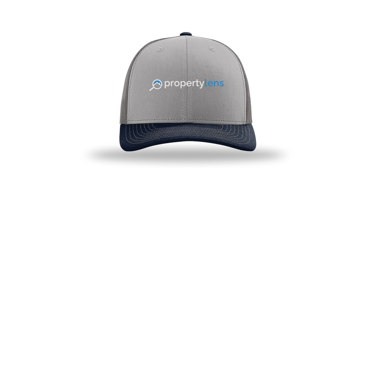 propertylens-richardson-trucker-cap-embroidery-capfront-R112-greycharcoalnavy-flat-front