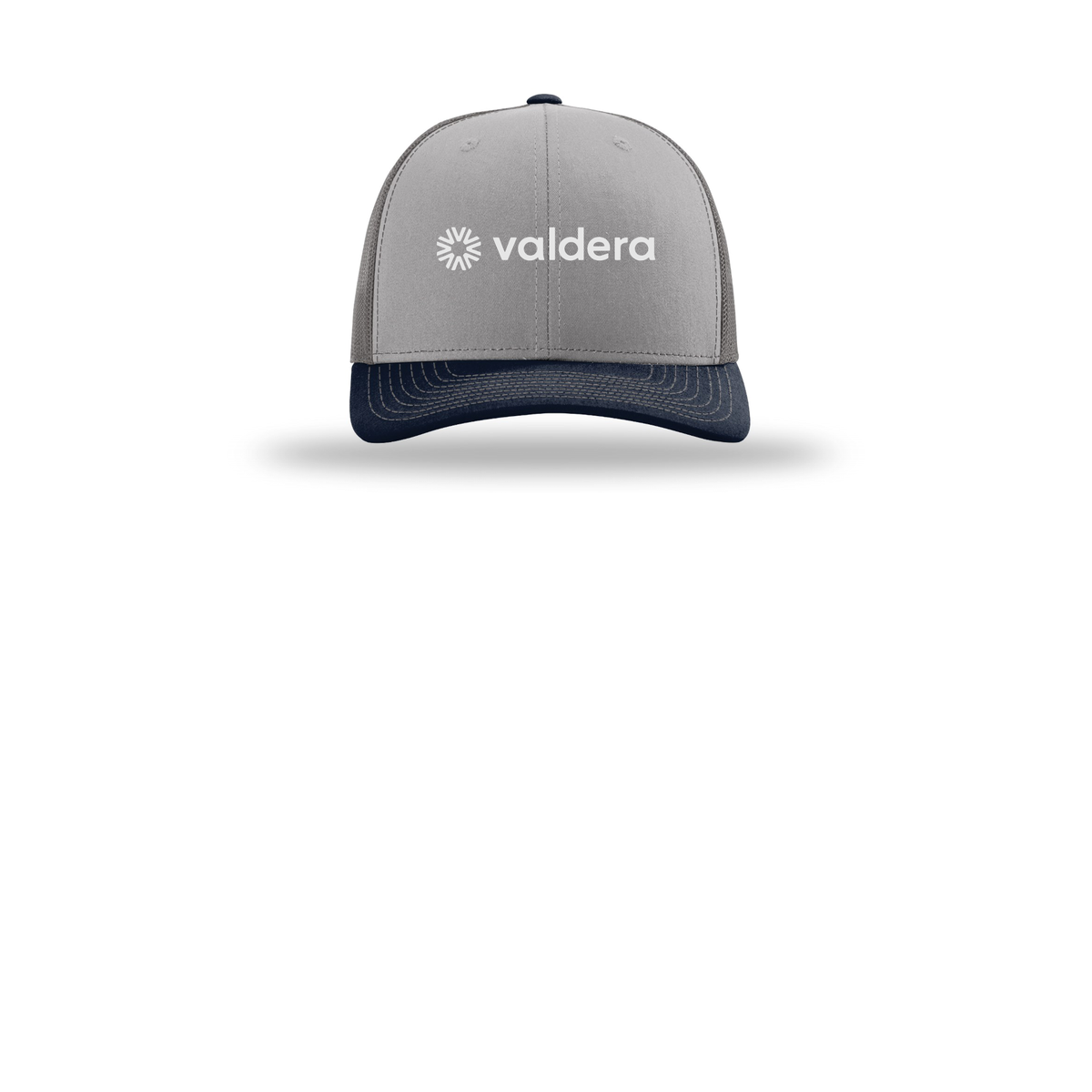 valdera-richardson-trucker-cap-embroidery-capfront-R112-greycharcoalnavy-flat-front
