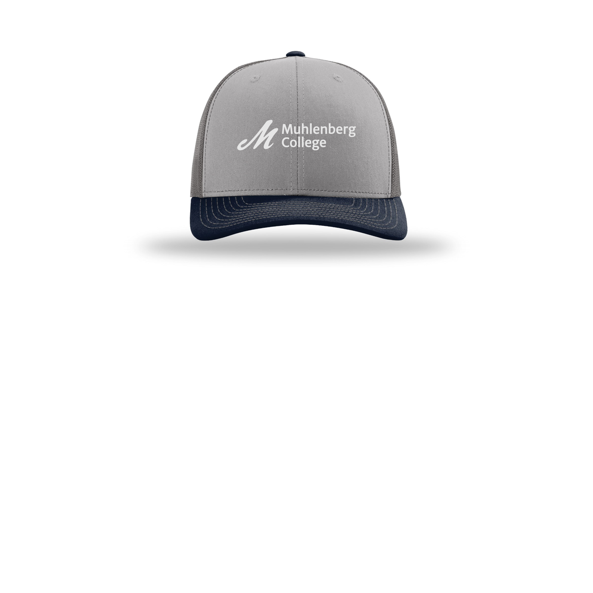 muhlenberg-richardson-trucker-cap-embroidery-capfront-R112-greycharcoalnavy-flat-front