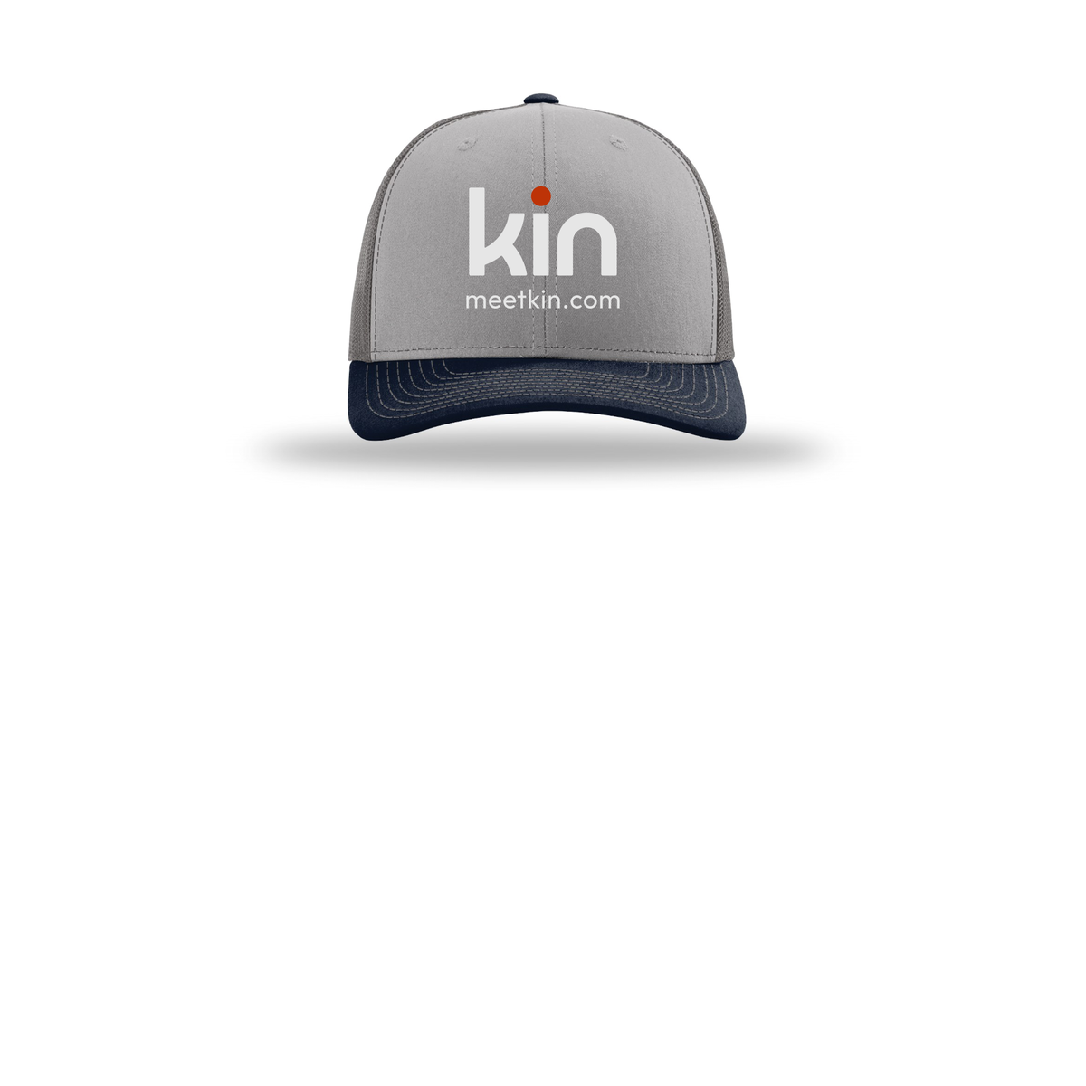 kin-richardson-trucker-cap-embroidery-capfront-R112-greycharcoalnavy-flat-front