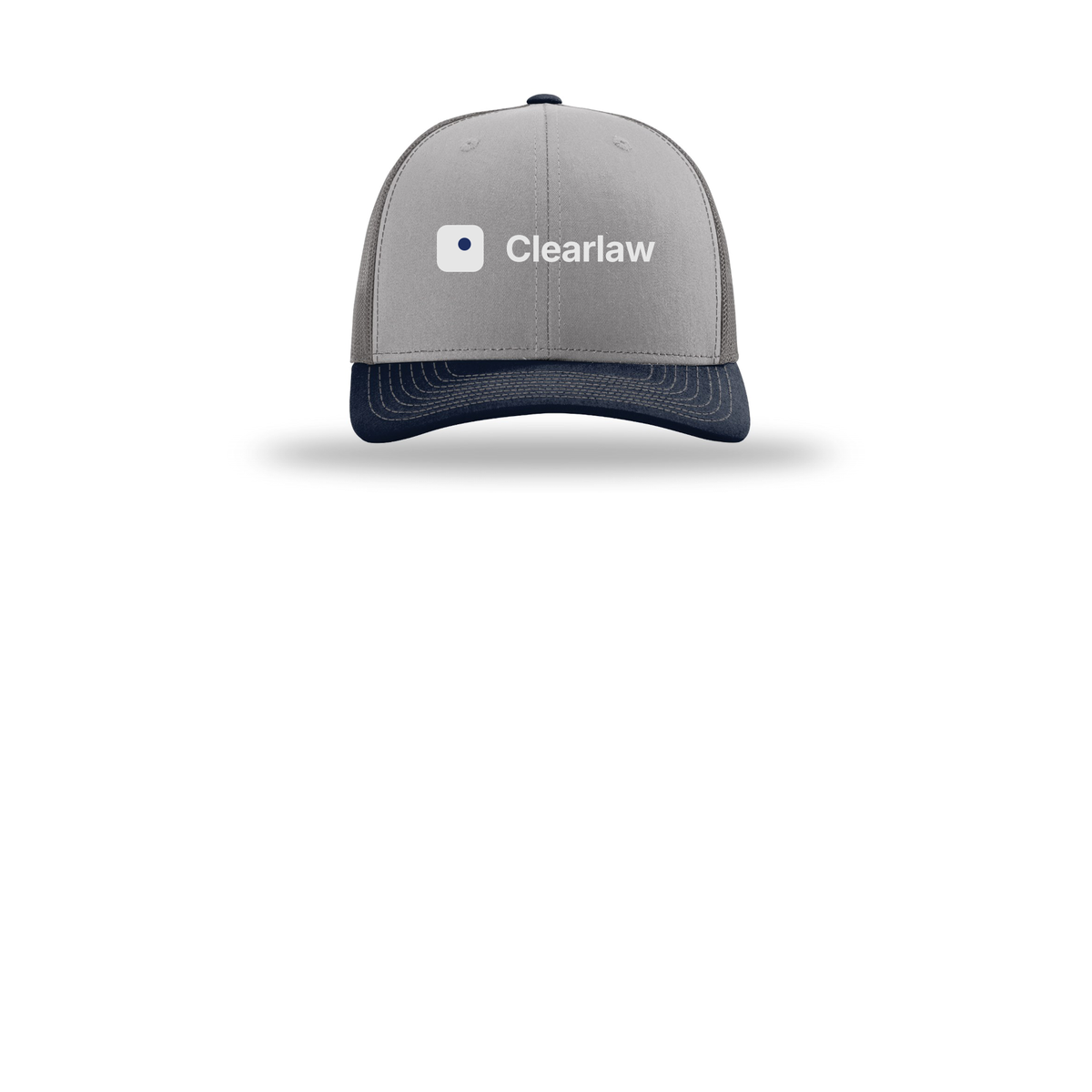 clearlaw-richardson-trucker-cap-embroidery-capfront-R112-greycharcoalnavy-flat-front