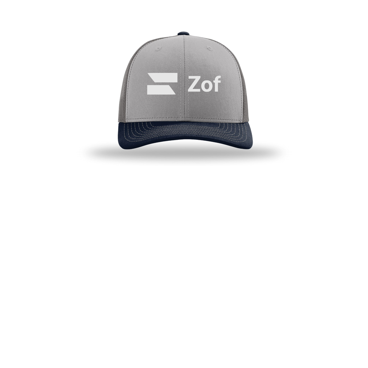 zof-richardson-trucker-cap-embroidery-capfront-R112-greycharcoalnavy-flat-front