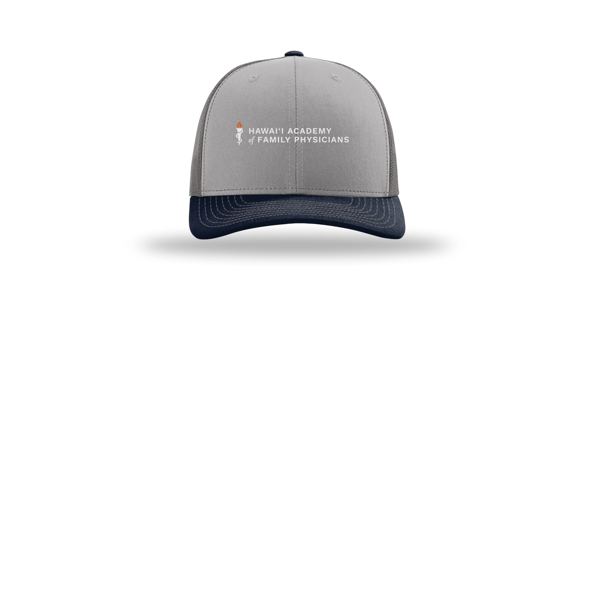 hafp-richardson-trucker-cap-embroidery-capfront-R112-greycharcoalnavy-flat-front