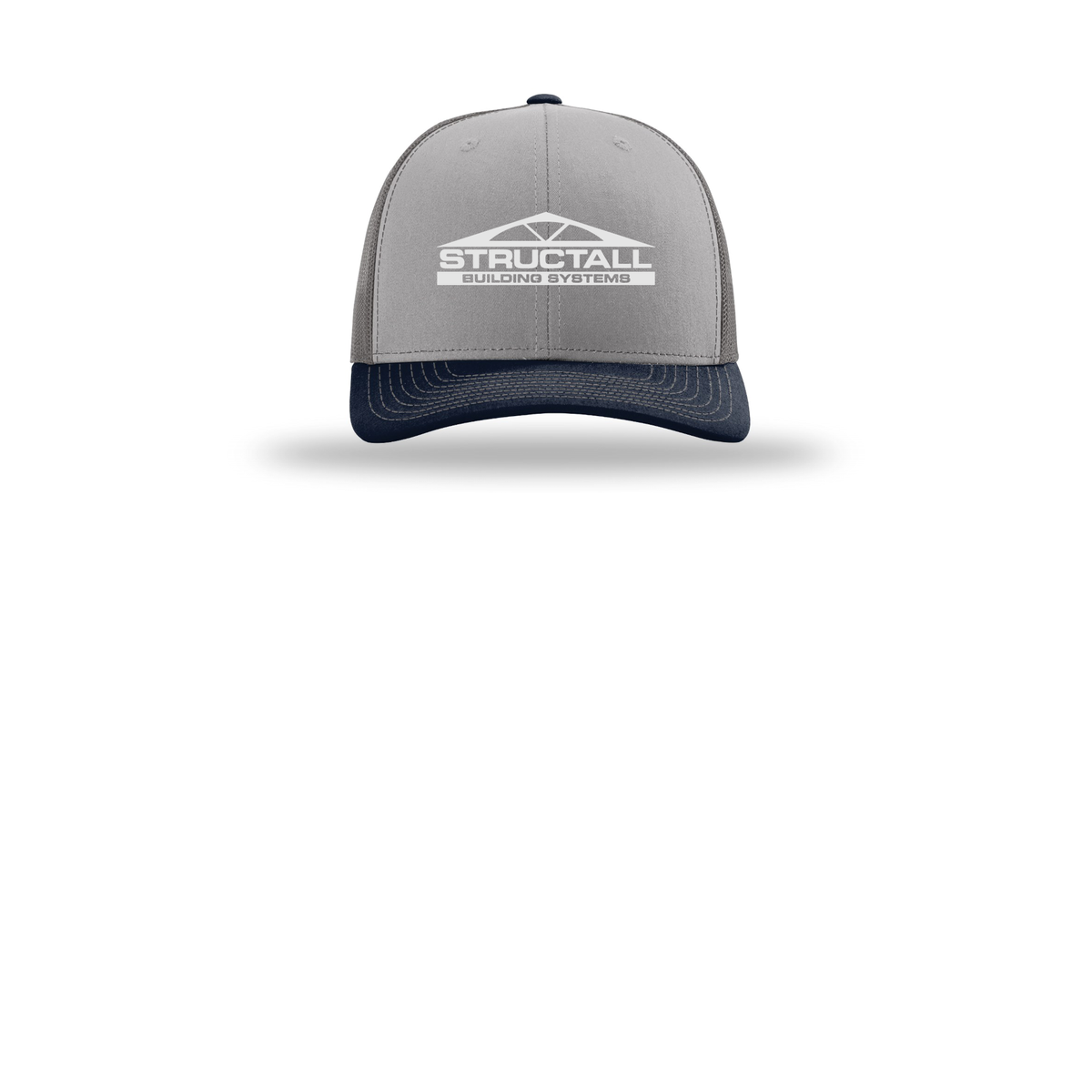structall-richardson-trucker-cap-embroidery-capfront-R112-greycharcoalnavy-flat-front