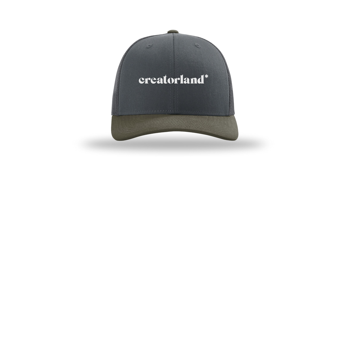 creatorland-richardson-trucker-cap-embroidery-capfront-R112-gunmetalgunmetalchocolatechip-flat-front