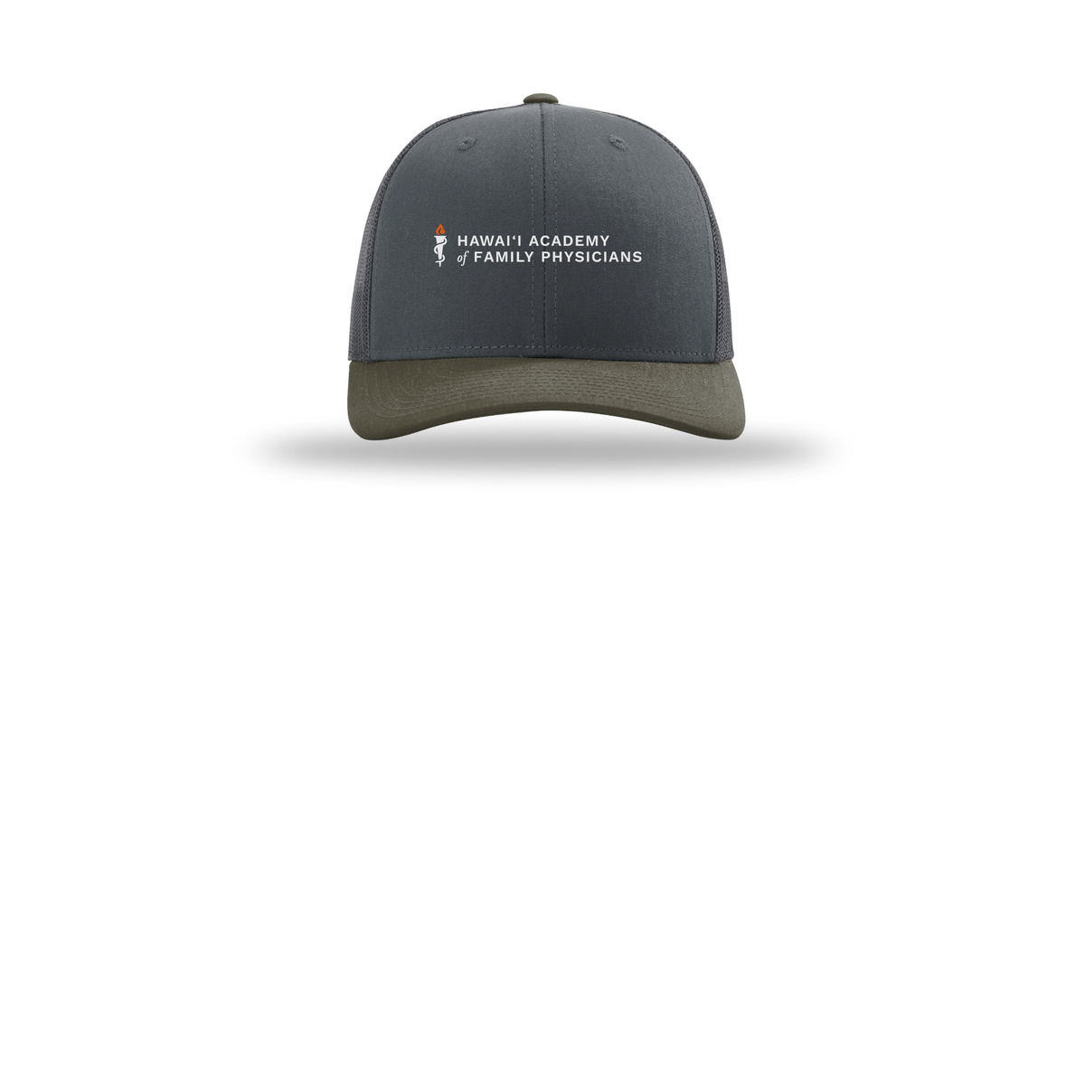 hafp-richardson-trucker-cap-embroidery-capfront-R112-gunmetalgunmetalchocolatechip-flat-front