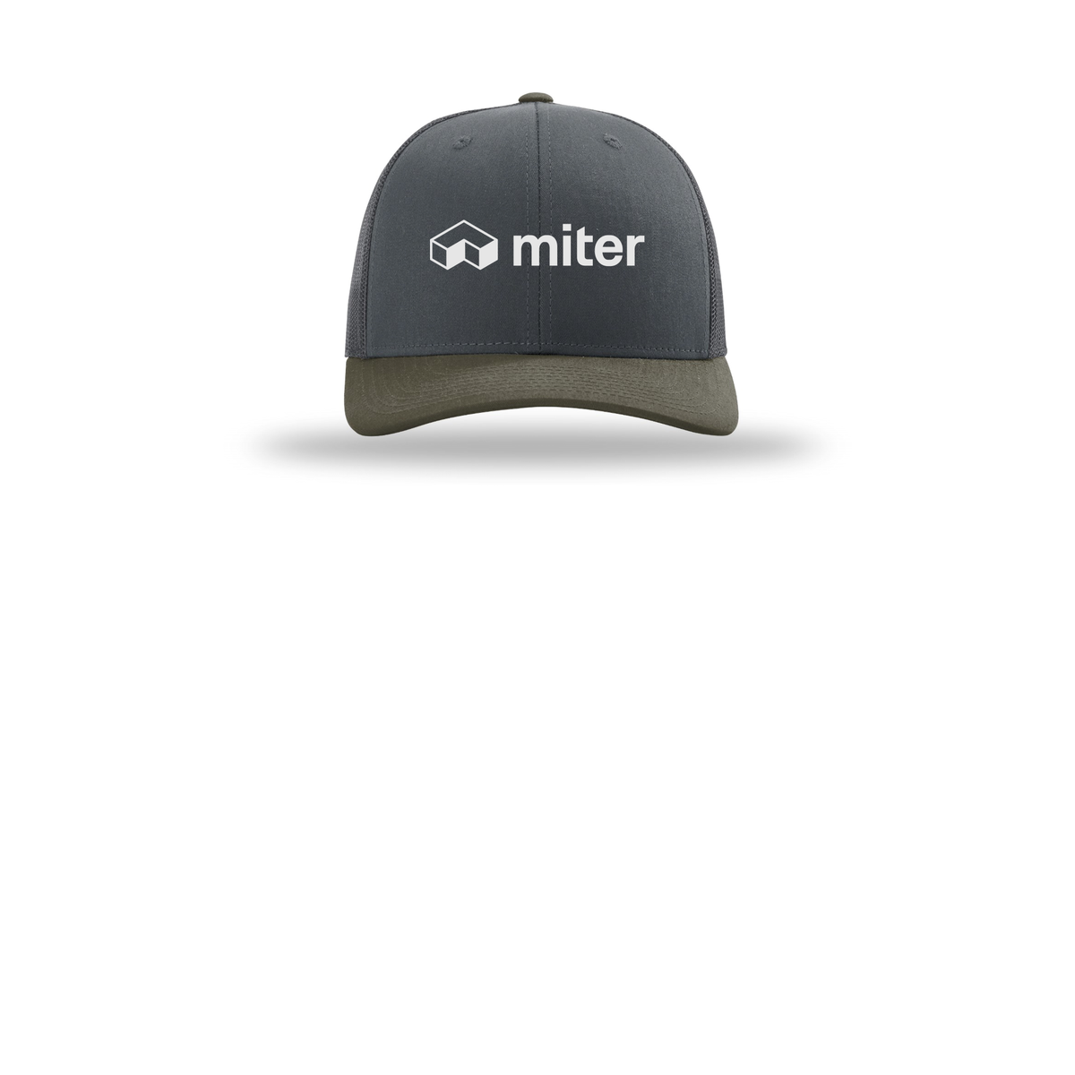 miter-richardson-trucker-cap-embroidery-capfront-R112-gunmetalgunmetalchocolatechip-flat-front