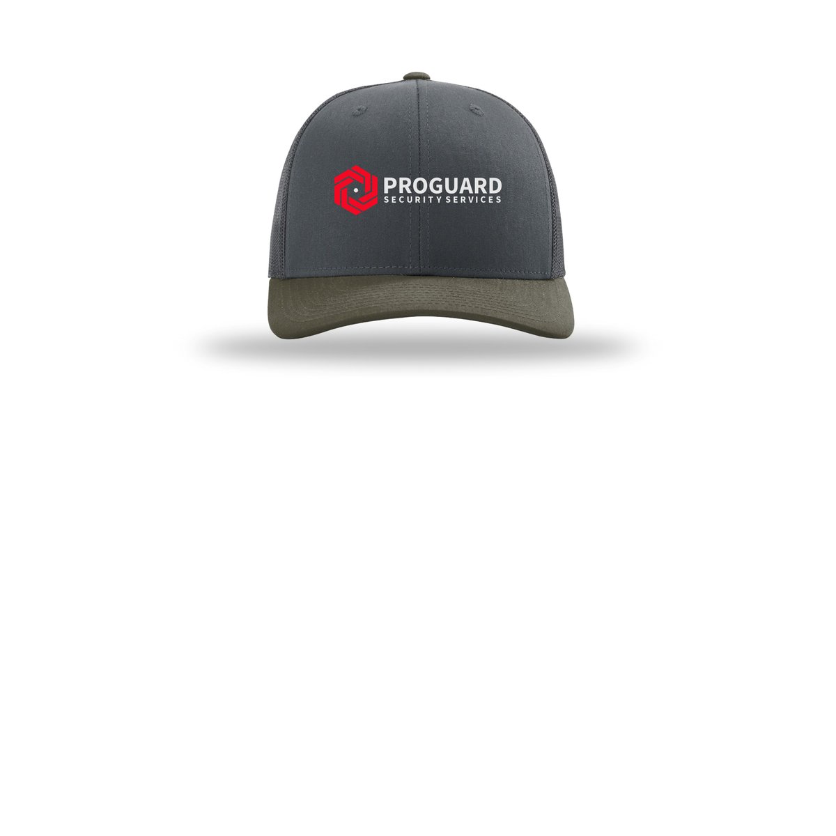 proguardsecurityservices-richardson-trucker-cap-embroidery-capfront-R112-gunmetalgunmetalchocolatechip-flat-front