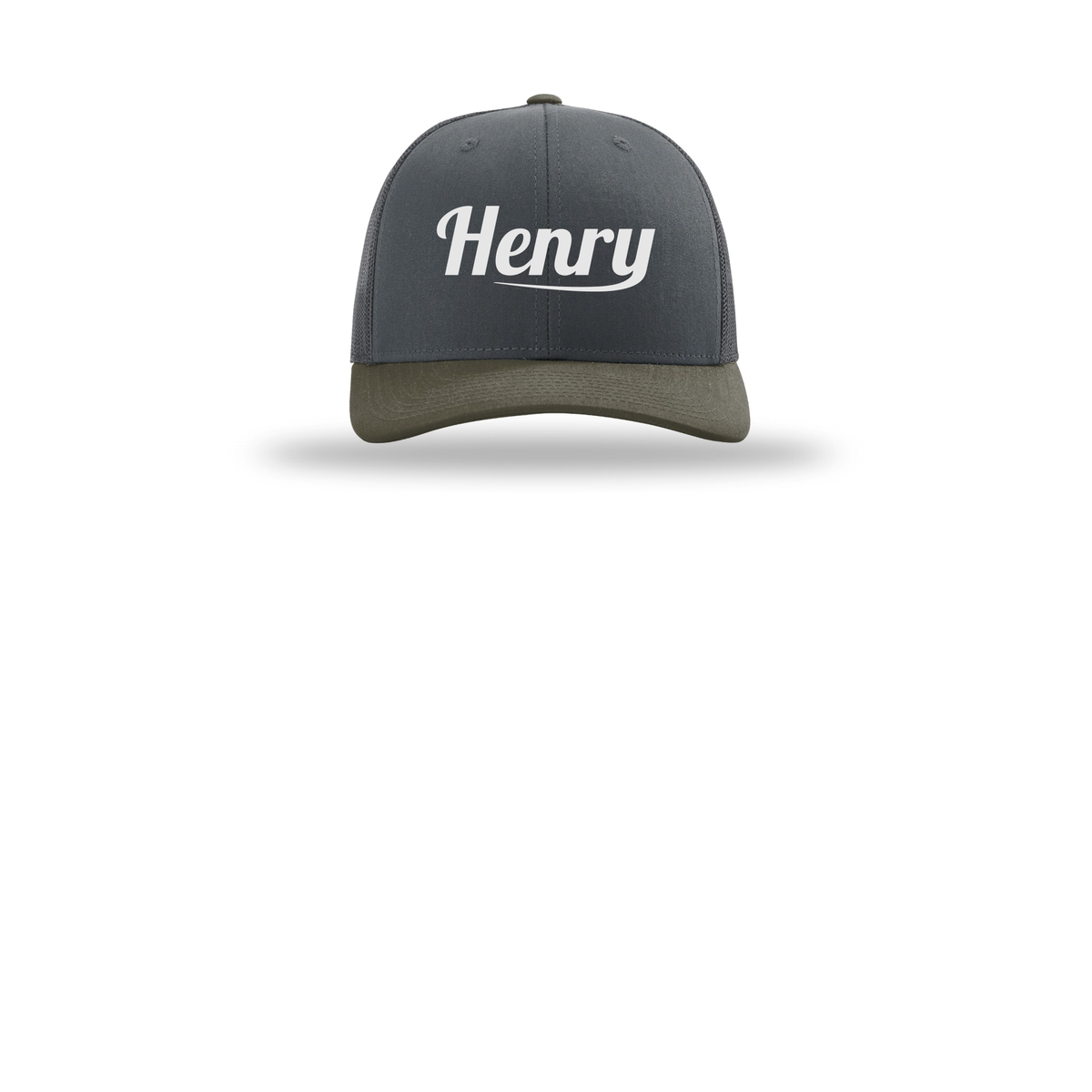 henrymeds-richardson-trucker-cap-embroidery-capfront-R112-gunmetalgunmetalchocolatechip-flat-front