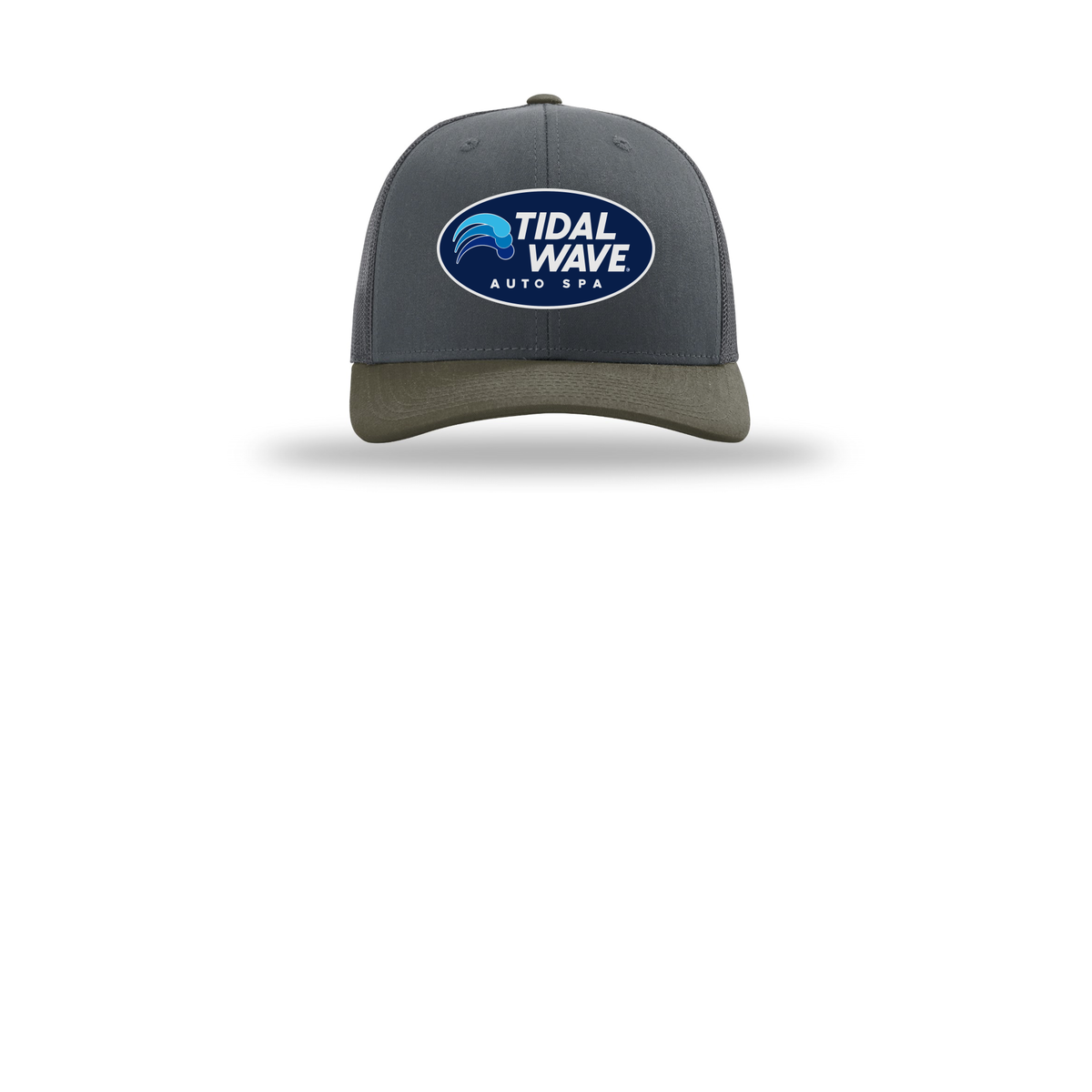 tidalwaveautospa-richardson-trucker-cap-embroidery-capfront-R112-gunmetalgunmetalchocolatechip-flat-front