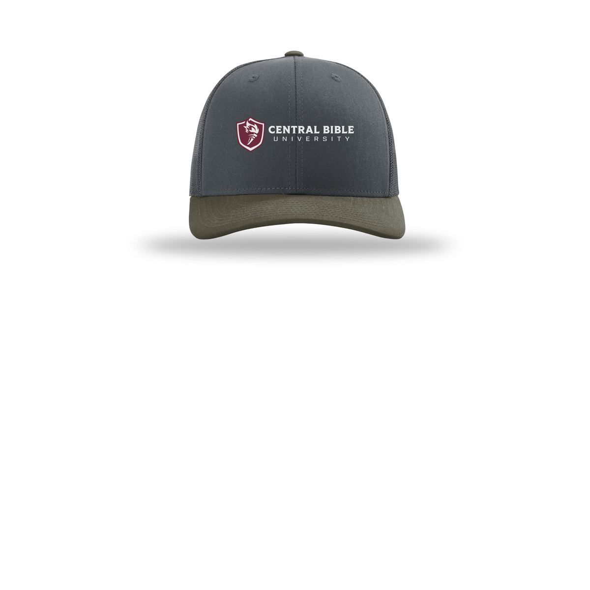 centralbible-richardson-trucker-cap-embroidery-capfront-R112-gunmetalgunmetalchocolatechip-flat-front