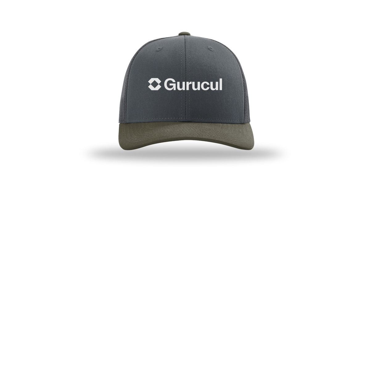 gurucul-richardson-trucker-cap-embroidery-capfront-R112-gunmetalgunmetalchocolatechip-flat-front