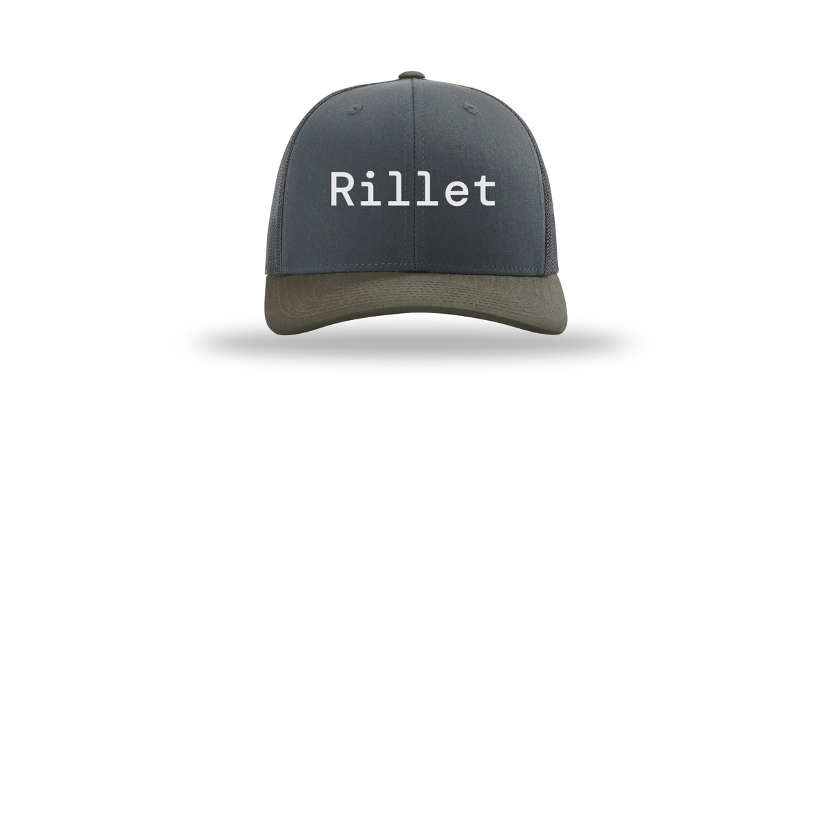 rillet-richardson-trucker-cap-embroidery-capfront-R112-gunmetalgunmetalchocolatechip-flat-front
