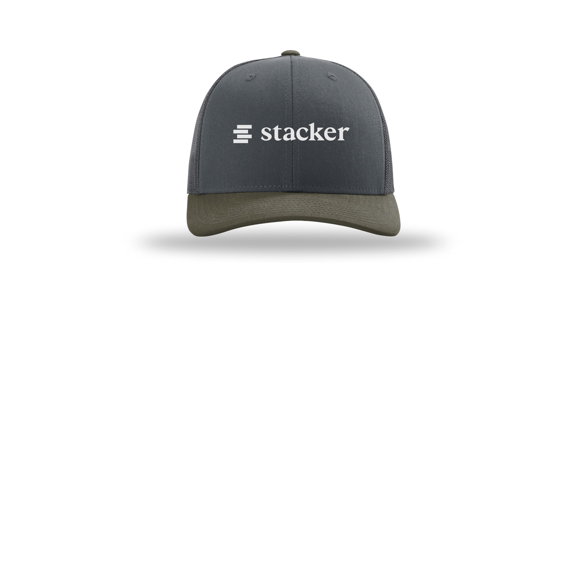 stacker-richardson-trucker-cap-embroidery-capfront-R112-gunmetalgunmetalchocolatechip-flat-front