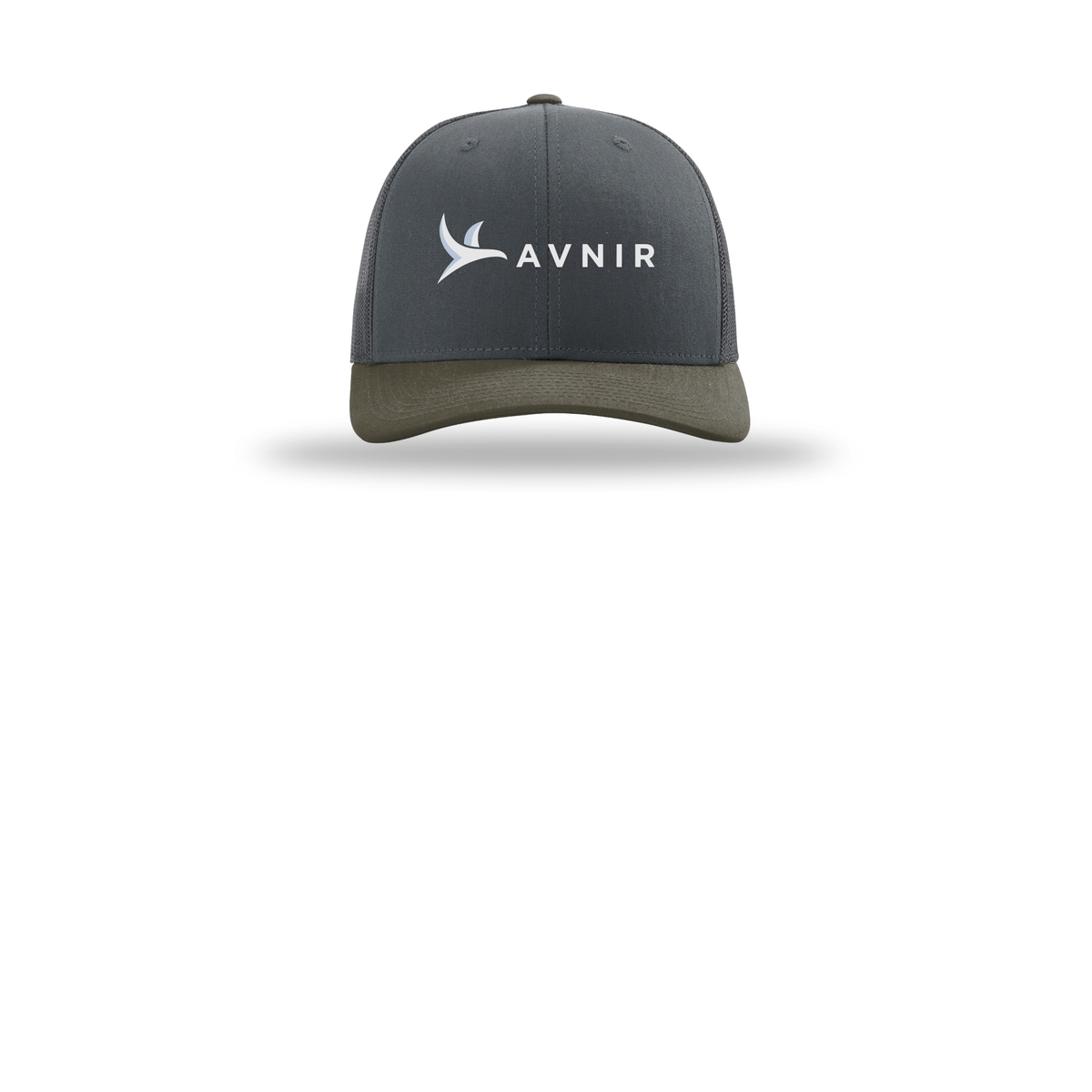 avnir-richardson-trucker-cap-embroidery-capfront-R112-gunmetalgunmetalchocolatechip-flat-front