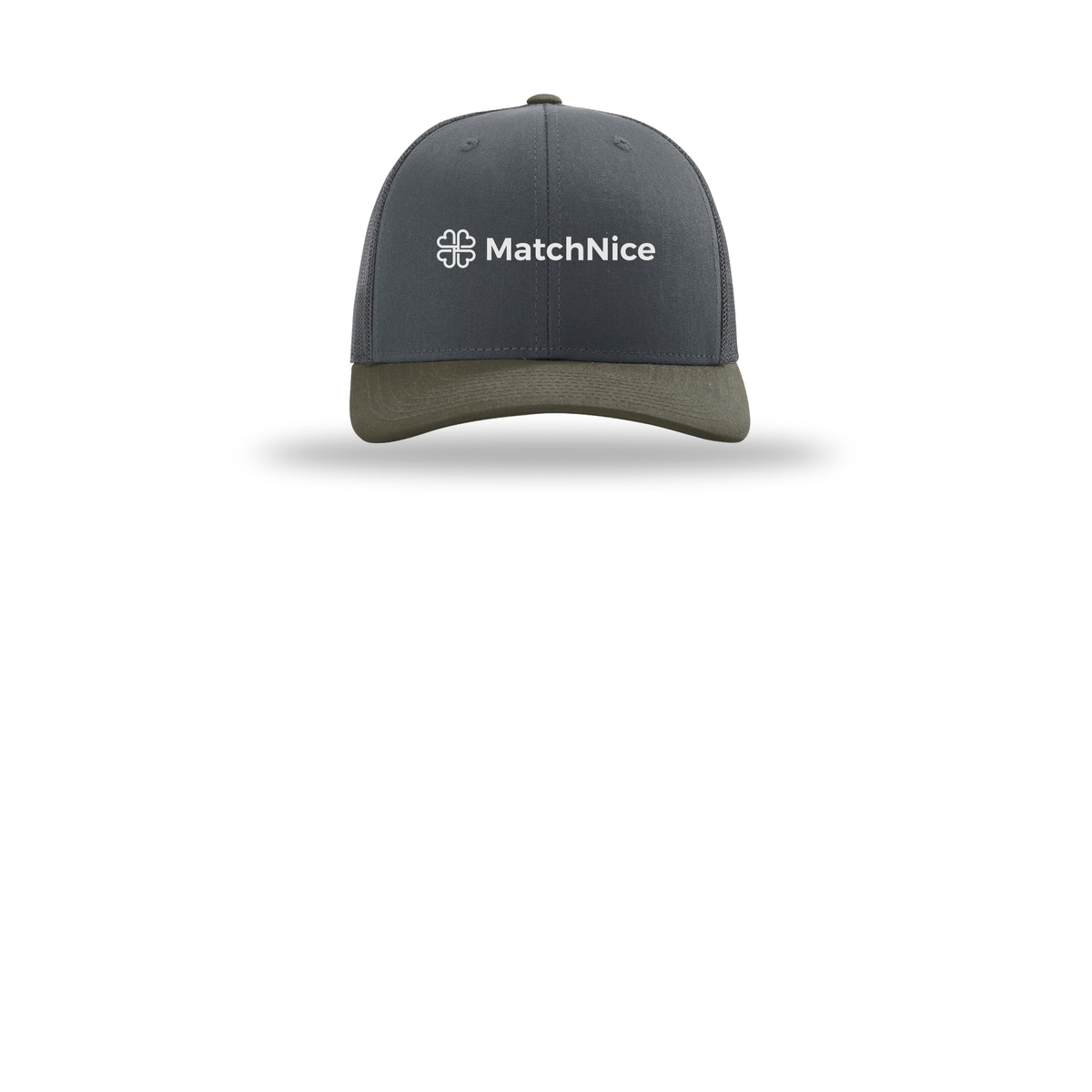 matchnice-richardson-trucker-cap-embroidery-capfront-R112-gunmetalgunmetalchocolatechip-flat-front